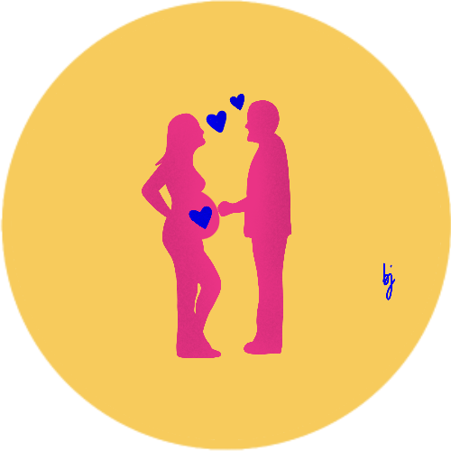 image illustration couple / femme enceinte pour faire-part personnalisé